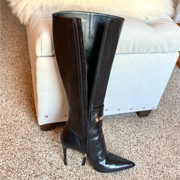 ‼️SALE‼️🔥HP!🔥Sexy Gucci Black Leather Knee Stiletto Boot - Picture 10 of 16